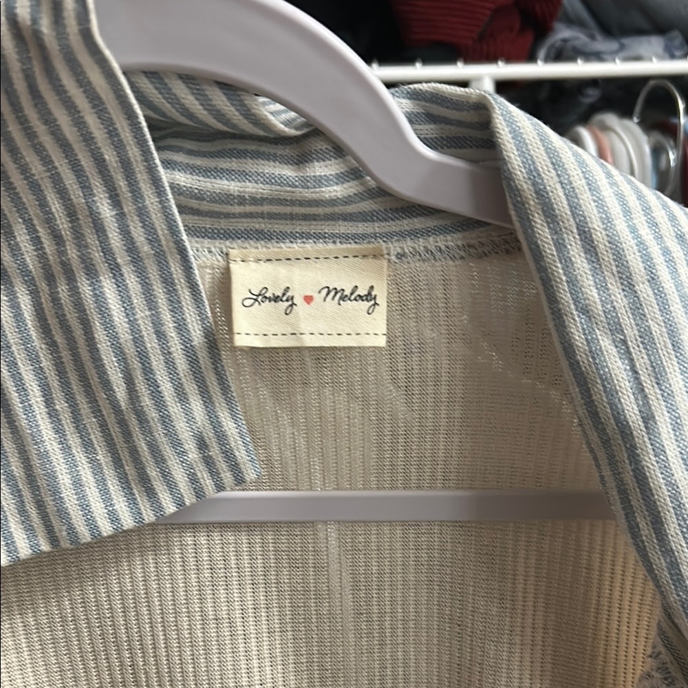 Lovely Melody Blue and Cream Striped Top